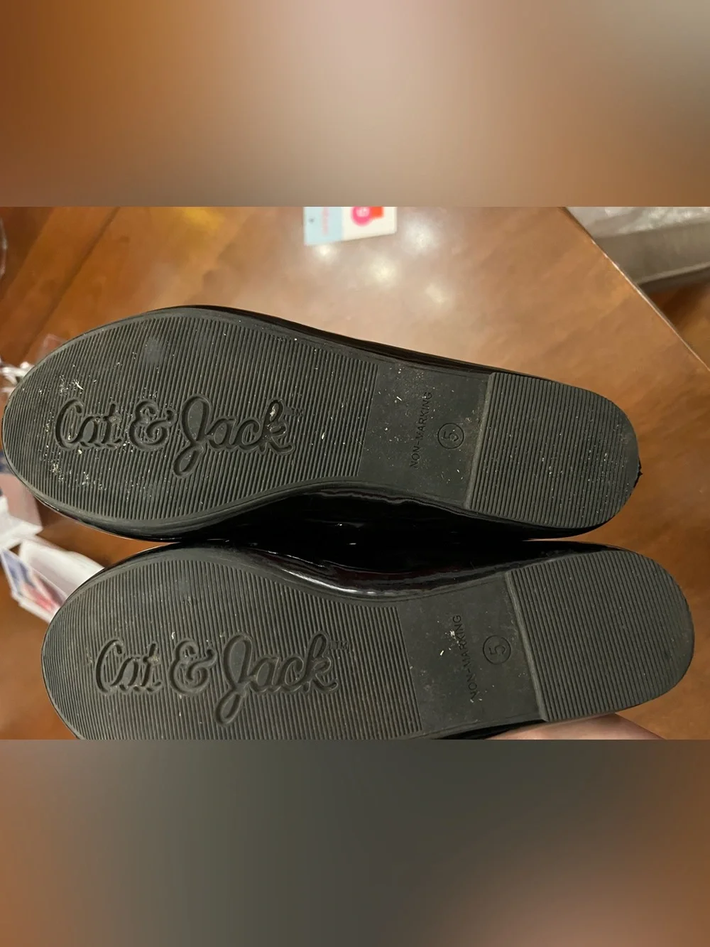 Cat & Jack Black sparkle velvet Bow Ballet Flats size 5 girls EUC